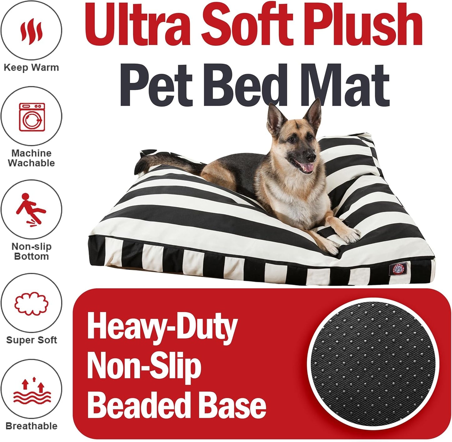 Majestic Pet Rectangle Large Dog Bed Washable – Non Slip Comfy Pet Bed – Dog Crate Bed with Removable Washable Cover – Dog Kennel Bed for Sleeping - Dog Bed X-Large Breed 50X42X5 Inch – Black
