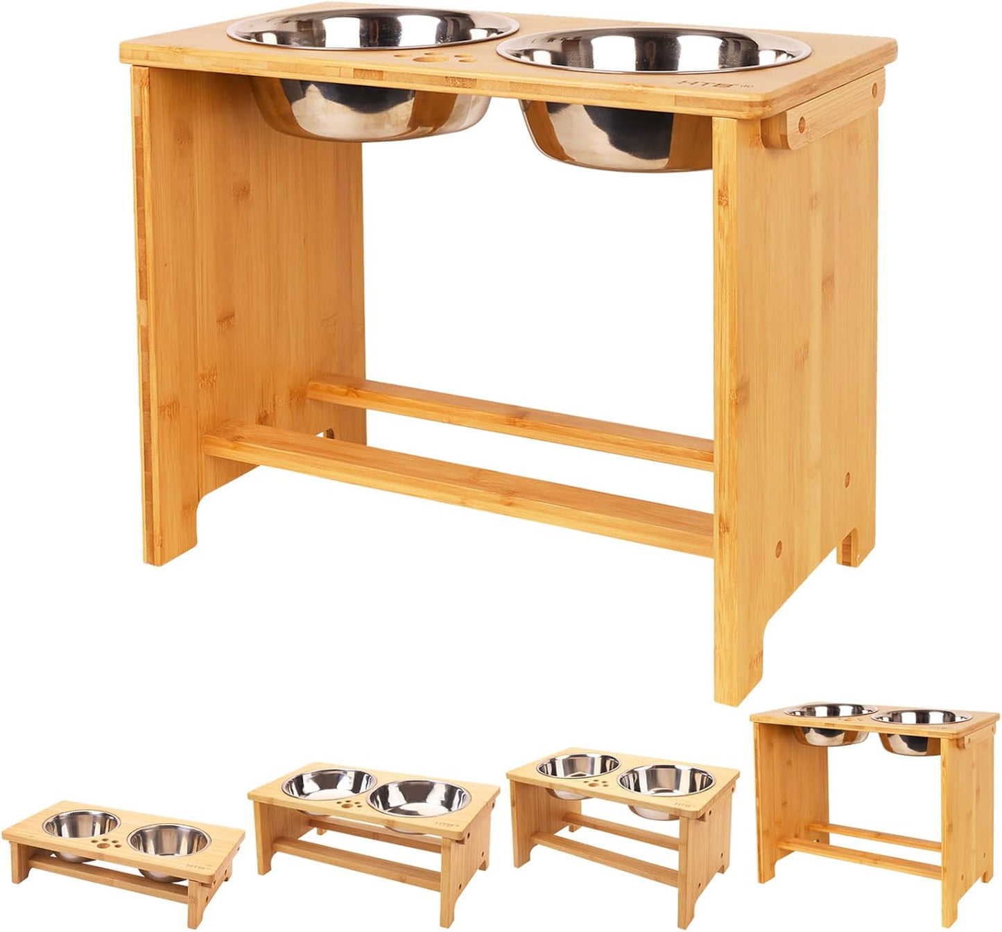 HTB Elevated Dog Bowls,Raised Dog Bowl Stand with 2 Stainless Steel Bowls,Elevated Raised Dog Bowls for Large Medium Small Sized Dogs