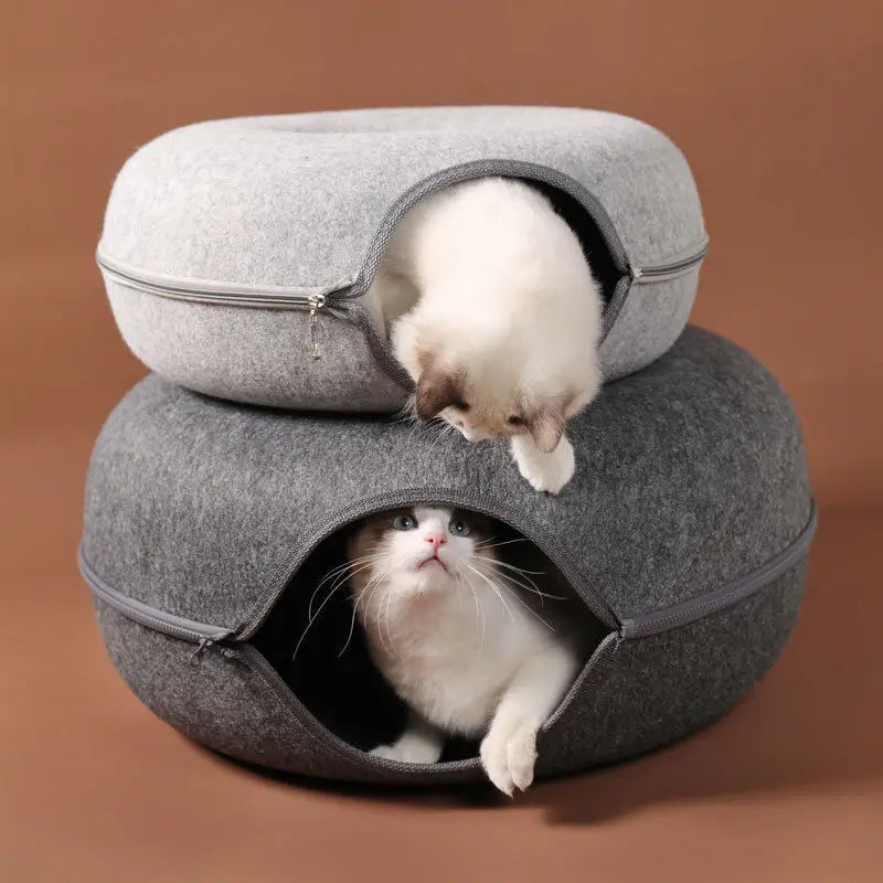 Interactive Donut Cat Bed Pet Cat Tunnel