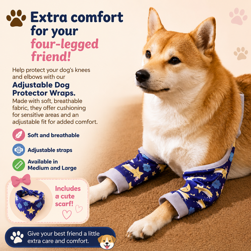 Dog Knee & Elbow Protector Pads – Adjustable Support Wraps