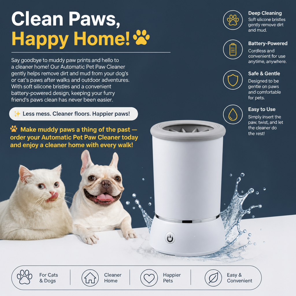 Automatic Pet Paw Cleaner – Gentle Electric Paw Washing Cup for Dogs & Cats