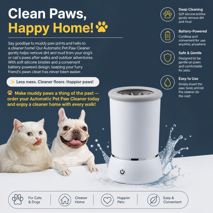 Automatic Pet Paw Cleaner – Gentle Electric Paw Washing Cup for Dogs & Cats
