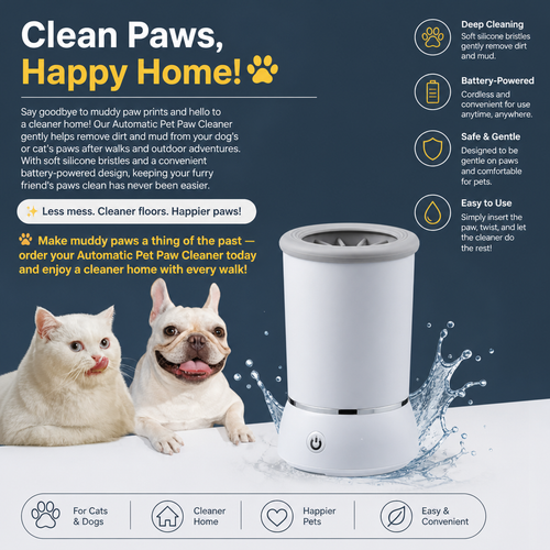 Automatic Pet Paw Cleaner – Gentle Electric Paw Washing Cup for Dogs & Cats