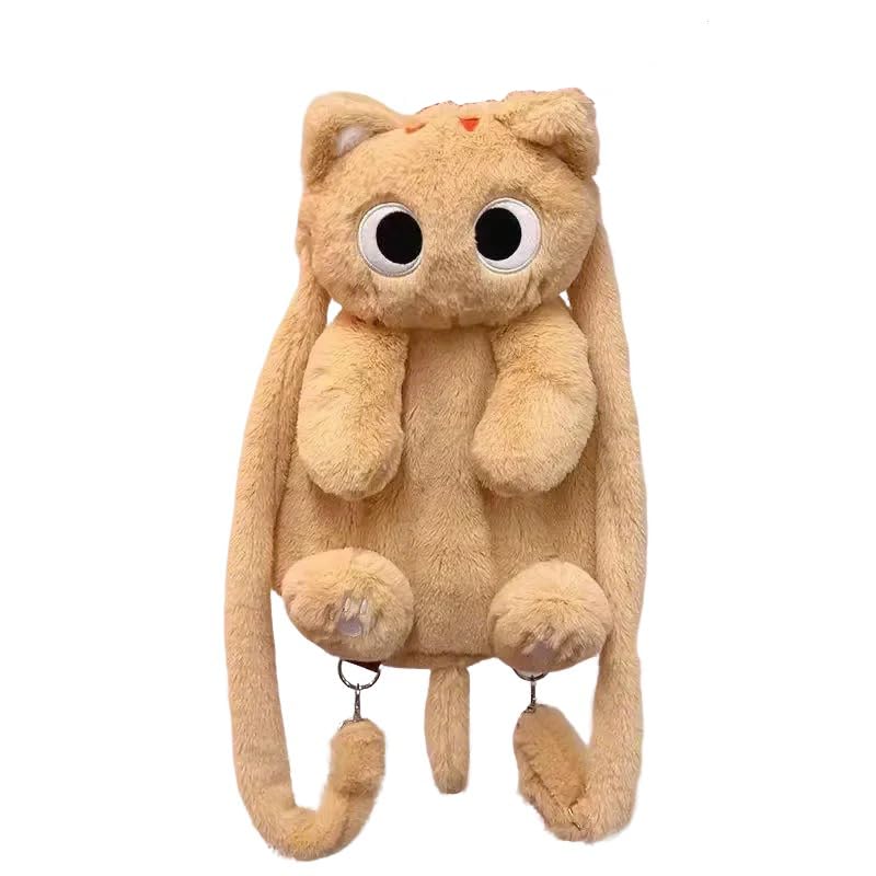 FOTN Plush BackpackBlack Cat BackpackStuffed Animal BackpackAnimal BackpackPlush BagCute Cat BackpackCartoon Cat Backpack (D-Orange Cat)